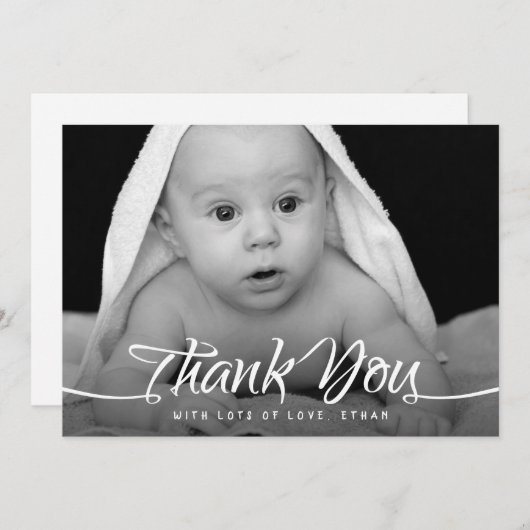 Baby Vielen Dank für Ihr individuelles Foto Chic H Dankeskarte (Vorne/Hinten)