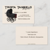 Baby Vintag Carriage Babysitter Kinderbetreuung Visitenkarte (Vorne/Hinten)