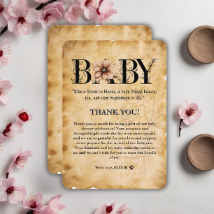 Baby Vintag Floral Monogram Babydusche Dankeskarte