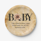 Baby Vintag Floral Monogram Babydusche Pappteller (Vorderseite)