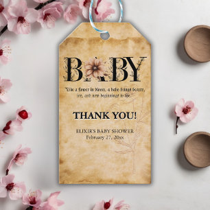 Baby Vintage Blumenmonogramm Baby Shower Geschenkanhänger