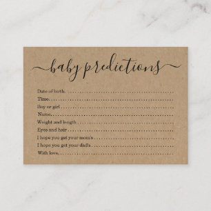 Baby-Vorhersage-Karten-Babyparty - rustikales Telefonnummerkarte
