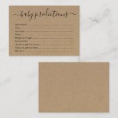 Baby-Vorhersage-Karten-Babyparty - rustikales Telefonnummerkarte (Vorne/Hinten)