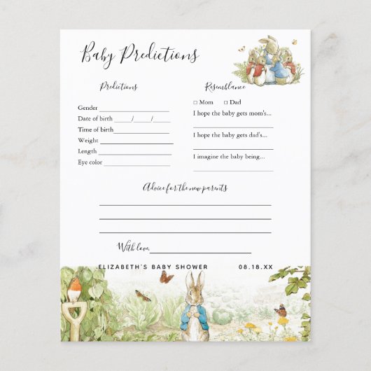 Baby-Vorhersagen | Baby Showspiel (Vorderseite)