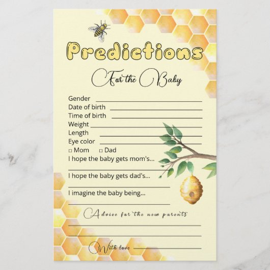 Baby-Vorhersagen | Baby Showspiel (Vorderseite)