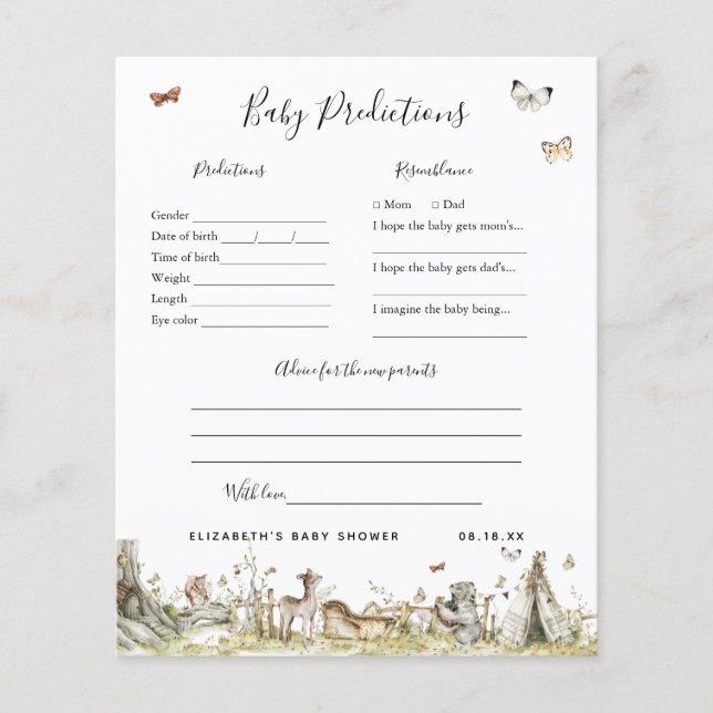 Baby-Vorhersagen | Baby Showspiel (Vorderseite)