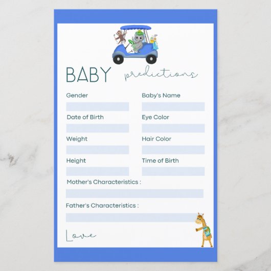 Baby Vorhersagen Elephant & Monkey Golf Dusche (Vorderseite)