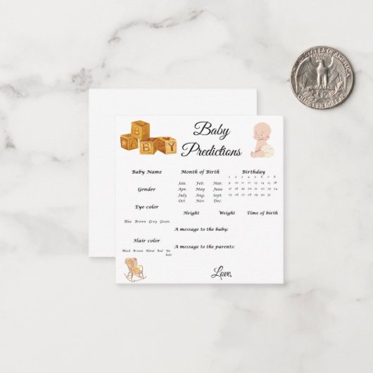 Baby-Vorhersagen Mitteilungskarte (Vorderseite/Rückseite Beispiel)