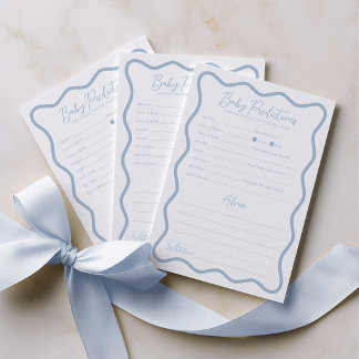 Baby-Vorhersagen Rat Baby Shower Spiel Blau Hinweiskarte
