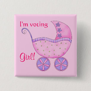 Baby Voting Girl Gender Reveal Party Abzeichen But Button