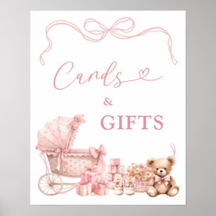 Baby-Wagen Karten und Geschenke Rosa Coquette Poster
