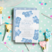 Baby Wait Blue Gummy Bear Boy Baby Dusche Einladung