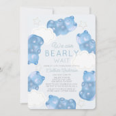Baby Wait Blue Gummy Bear Boy Baby Dusche Einladung (Vorderseite)