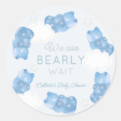 Baby Wait Blue Gummy Bear Boy Baby Dusche Runder Aufkleber (Vorderseite)