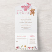 Baby Wait Girl Teddy Bear Baby Dusche All In One Einladung (Innen Boden)