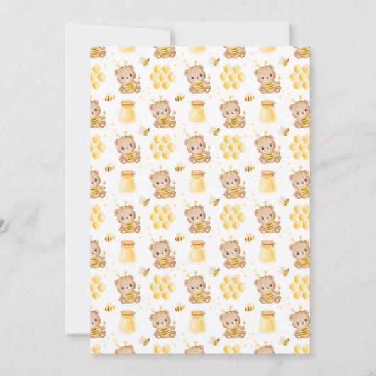 Baby Wait Honey Bear Swing Baby Dusche Einladung (Rückseite)