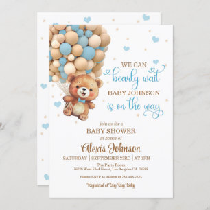 Baby Wait Hot Air Ballon Baby Shower (Boy) Einladung