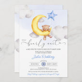 Baby Wait Moon & Star Teddy Bear Boy Baby Dusche Einladung (Vorne/Hinten)