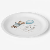 Baby Wait Teddy Bear Boys Babydusche Pappteller (Schrägansicht)