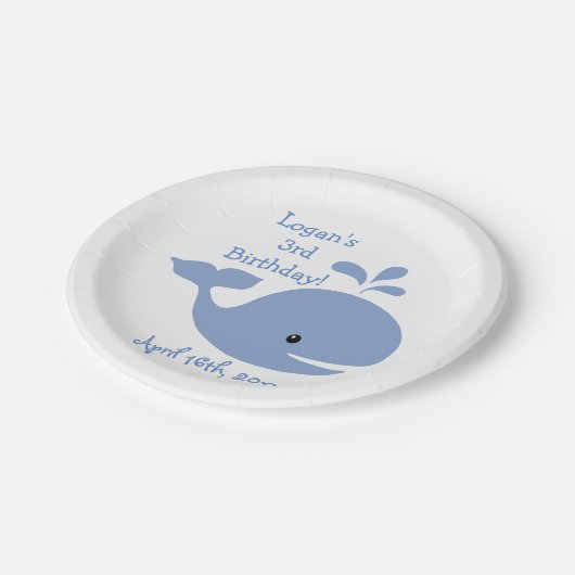 Baby-Wal-Geburtstag Pappteller (Schrägansicht)