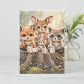Baby-Waldtiere Digital-Download  Einladung (Stehend Vorderseite)