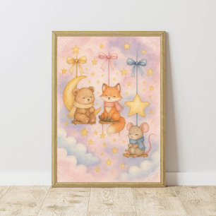 Baby-Waldtiere Himmelskinderzimmer-Wandkunst Poster