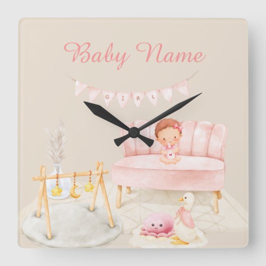 Baby Wall Clock Quadratische Wanduhr (Vorderseite)