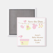 Baby Wäsche (pink) Magnet (Vorderseite/Rückseite)