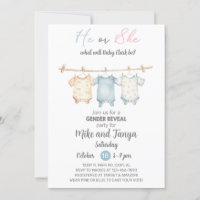 Baby Wäscheleine Gender Reveal Einladung, einladen