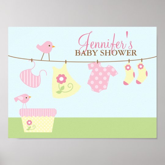 Baby-Wäscherei-Babyparty-Willkommensschild Poster