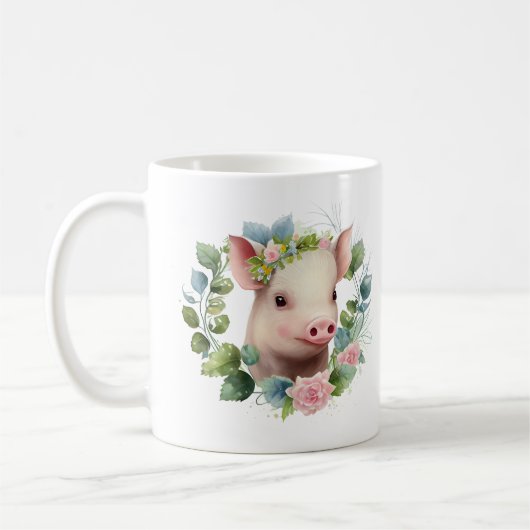 Baby Wasserfarbe Pigment mit Blume Kranz Kaffeetasse (Links)