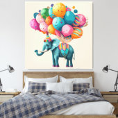 Baby Watercolor Elephant Balloon Leinwanddruck (Insitu (Schlafzimmer))