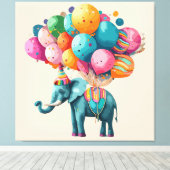 Baby Watercolor Elephant Balloon Leinwanddruck (Insitu (Holzboden))