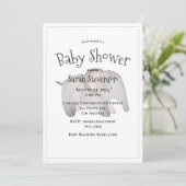 Baby Watercolor Elephant Moderne Babydusche Einladung (Stehend Vorderseite)