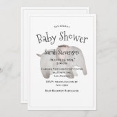 Baby Watercolor Elephant Moderne Babydusche Einladung (Vorne/Hinten)