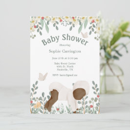 Baby Watercolor Floral Typografie Baby Showdusche  Einladung