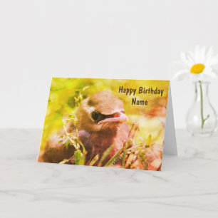 Baby Waxwing Bird Art Personalisiert Geburtstag Karte