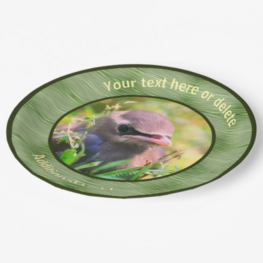 Baby Waxwing Bird Nature Personalisiertes Party Pappteller (Schrägansicht)