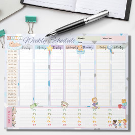 Baby Weekly Plan Planer Pastel Blue Themed Notizblock