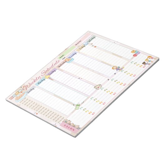 Baby Weekly Plan Planer Pastel Light Pink Notizblock (angewinkelt)