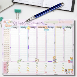 Baby Weekly Plan Planer Pastel Lila Themed Notizblock