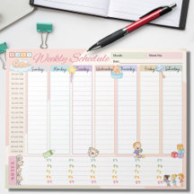 Baby Weekly Schedule Planer Multicolored Themed