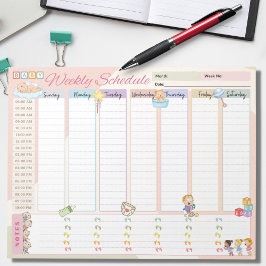Baby Weekly Schedule Planer Multicolored Themed Notizblock