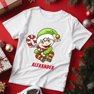Baby Weihnachts-Elf Schokoladenstange Name T-shirt