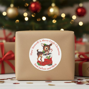 Baby-Weihnachts-Hirsch-individuelle-Feiertage Runder Aufkleber