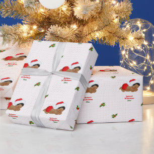 Baby-Weihnachts-Rot-Santa-Hut-Punkt Geschenkpapier
