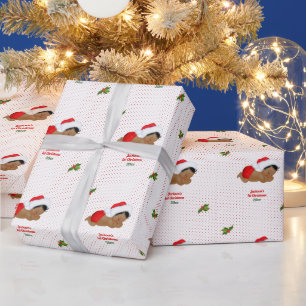 Baby-Weihnachts-Rot-Santa-Hut-Punkt-Geschenkpapier Geschenkpapier