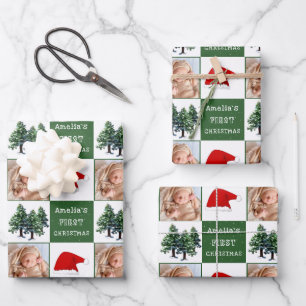 Baby-Weihnachtsmannmütze Schnee Baum Foto Geschenkpapier Set