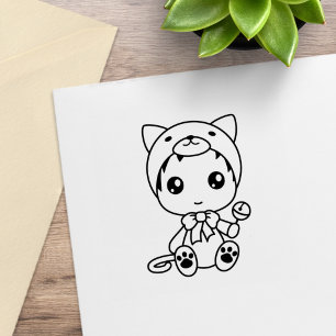 Baby Weiße Katze Kätzchen Overall Kostüm Color Me Gummistempel