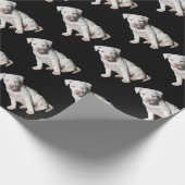 Baby weißer Pitbull Welpe Geschenkpapier (Ecke)